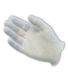 Medium Weight Cotton Lisle Inspection Glove with Overcast Hem Cuff - Ladies', White, LADIES 97-521H