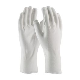 Heavy Weight Cotton Lisle Inspection Glove with Unhemmed Cuff - 12", White, MENS 97-540/12