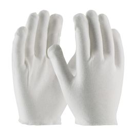 Heavy Weight Cotton Lisle Inspection Glove with Overcast Hem Cuff - Men's, White, MENS 97-540H