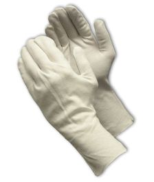 Heavy Weight Cotton Lisle Inspection Glove with Unhemmed Cuff - 12", White, LADIES 97-541/12