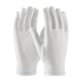 Heavy Weight Stretch Nylon Inspection Glove with Zig-Zag Stitched Rolled Hem - Full Fashion Pattern, White, MENS 98-700