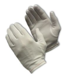 Heavy Weight Stretch Nylon Inspection Glove with Zig-Zag Stitched Rolled Hem - Full Fashion Pattern, White, LADIES 98-701