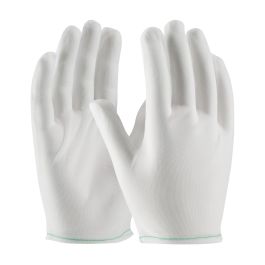 40 Denier Tricot Inspection Glove with Rolled Hem Cuff - Men's, White, S