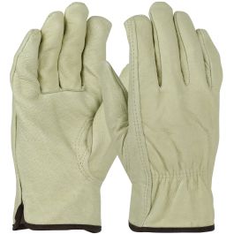 Economy Grade Top Grain Pigskin Leather Drivers Glove with Red Fleece Lining - Keystone Thumb, Natural, 3XL