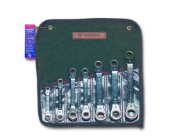Metric Reversible Ratcheting Box Wrenches, 7 Pieces, Satin Finish 9446