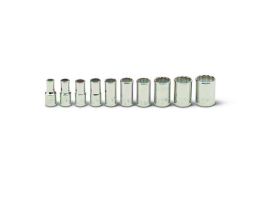 10 Pieces—12 Pt. Standard Socket Set, 1/4" Drive Size, 10 Pieces 209