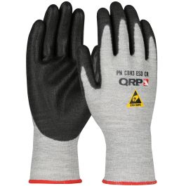ESD Safe Seamless Knit Cut Resistant Glove with Polyurethane Coated Palm & Fingers, Salt & Pepper, 2XL CBH3ESDCR-2X