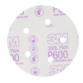 3M™ Hookit™ Finishing Film Abrasive Disc 260L, 01055, 5 in, Dust Free, P600, 100 discs per pack, 4 pack per case
