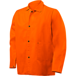 9 oz Flame Resistant Cotton Jacket, 30" High Visibility Orange, Medium