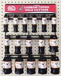 16PC 1" DEPTH OF CUT CARBIDE HOLE CUTTER DISPLAY
