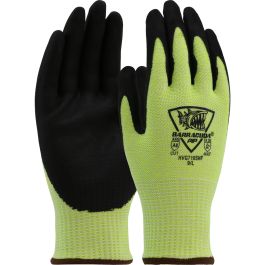 Hi-Vis Seamless Knit HPPE Blended Glove with Nitrile Coated Foam Grip on Palm & Fingers, Hi-Vis Green, 2XL