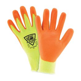 Hi-Vis Seamless Knit HPPE Blended Glove with Nitrile Coated Foam Grip on Palm & Fingers, Hi-Vis Yellow, 2XL