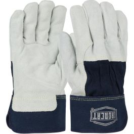 Heavy Premium Split Cowhide Leather Palm Glove with 3/4 Leather Back and Kevlar® Stitching - Rubberized Safety Cuff, Blue, 3XL IC65/XXXL