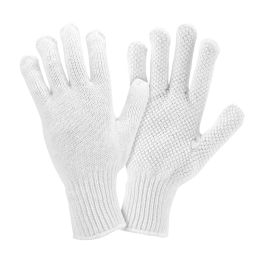 Medium Weight Seamless Knit Cotton/Polyester Glove with White PVC Dotted Grip - DISCONTINUED K708SKW