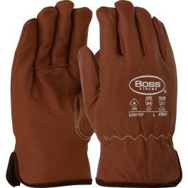 AR Top Grain Goatskin Leather Drivers Glove with Oil Armor™ Finish and Para-Aramid Lining - Fleece Lined Insulation, Brown, 2XL