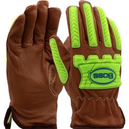 AR Top Grain Goatskin Leather Drivers Glove with Oil Armor™ Finish and Para-Aramid Lining - TPR Impact Protection, Brown, 2XL